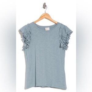 Double Flutter Sleeve Cotton Top